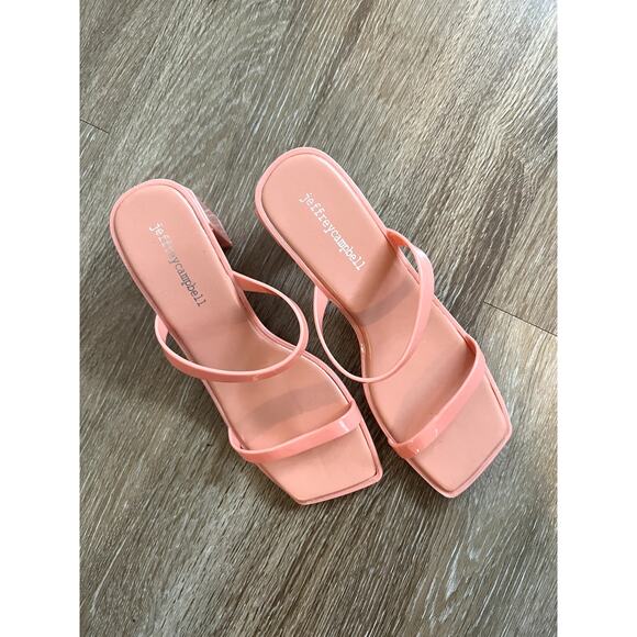 NEW Jeffrey Campbell Jamm Jelly High Heel Slide Sandals Peach Pink 8 - Picture 2 of 8